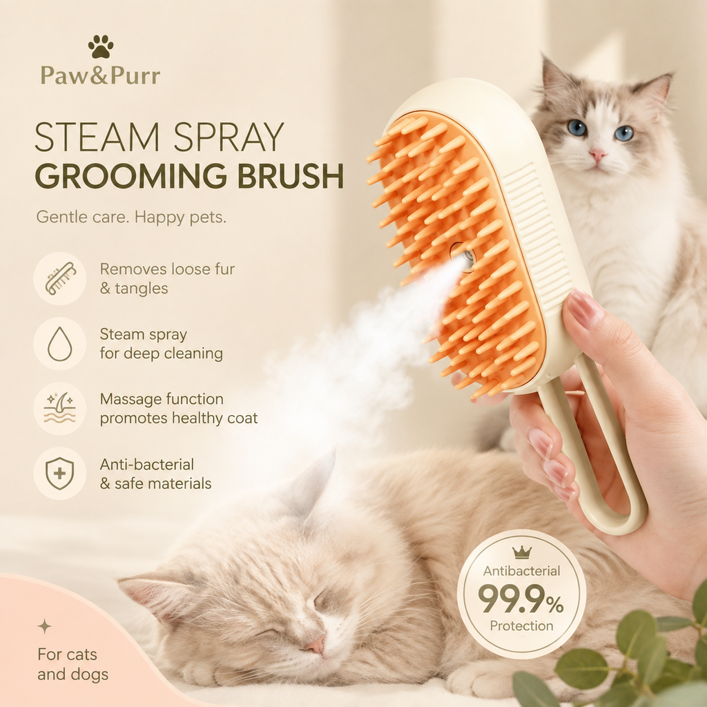 Steam Spray Pet Grooming Brush