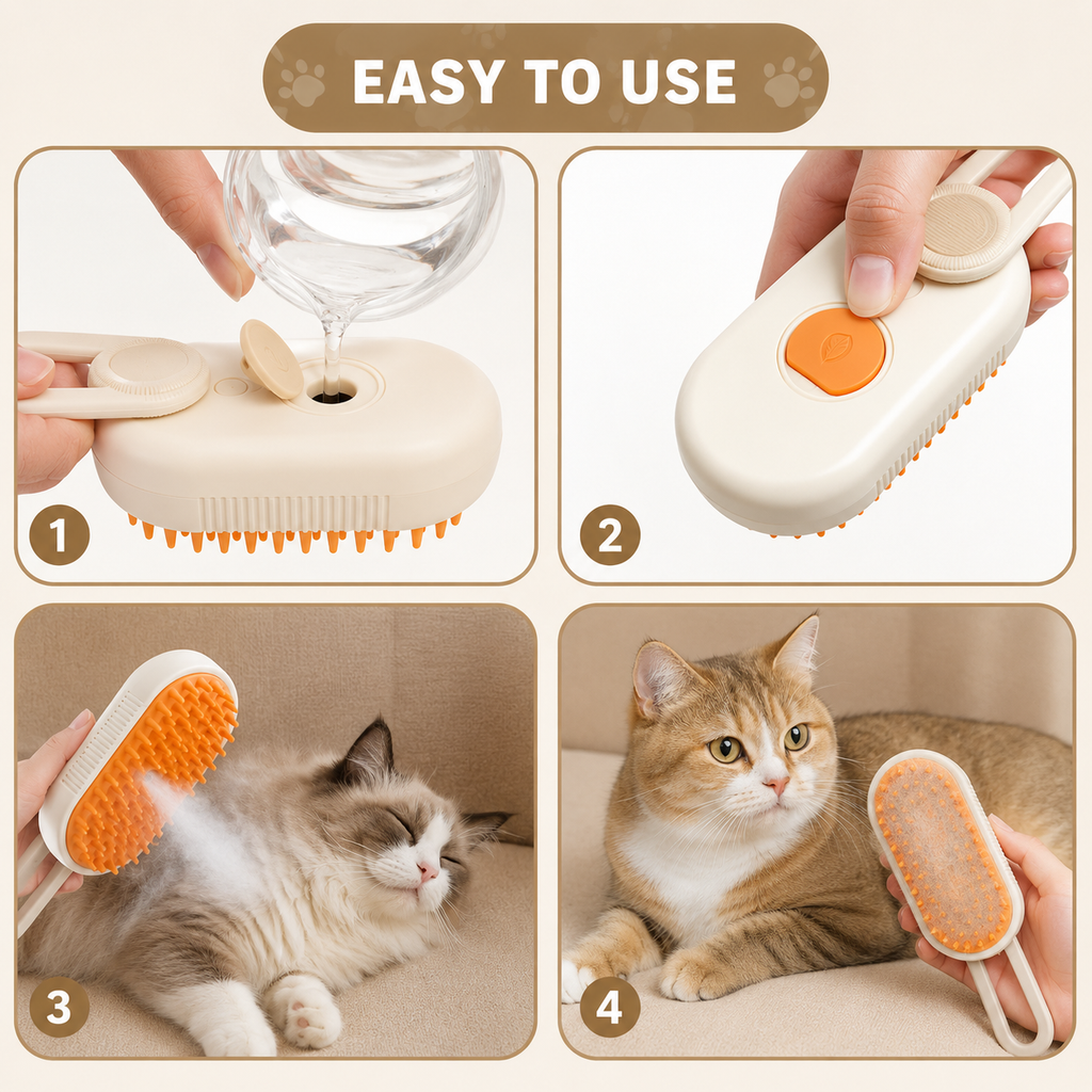 Steam Spray Pet Grooming Brush
